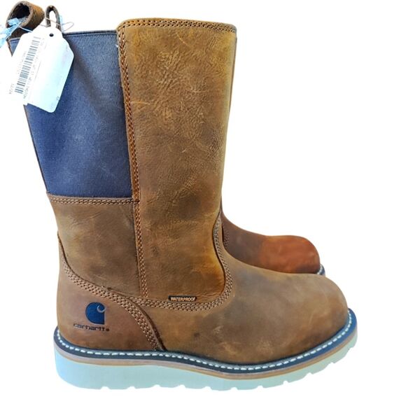 NEW Carhartt Waterproof 10" Steel Toe Wellington Wedge Boot size 8.5 Work - Picture 3 of 5